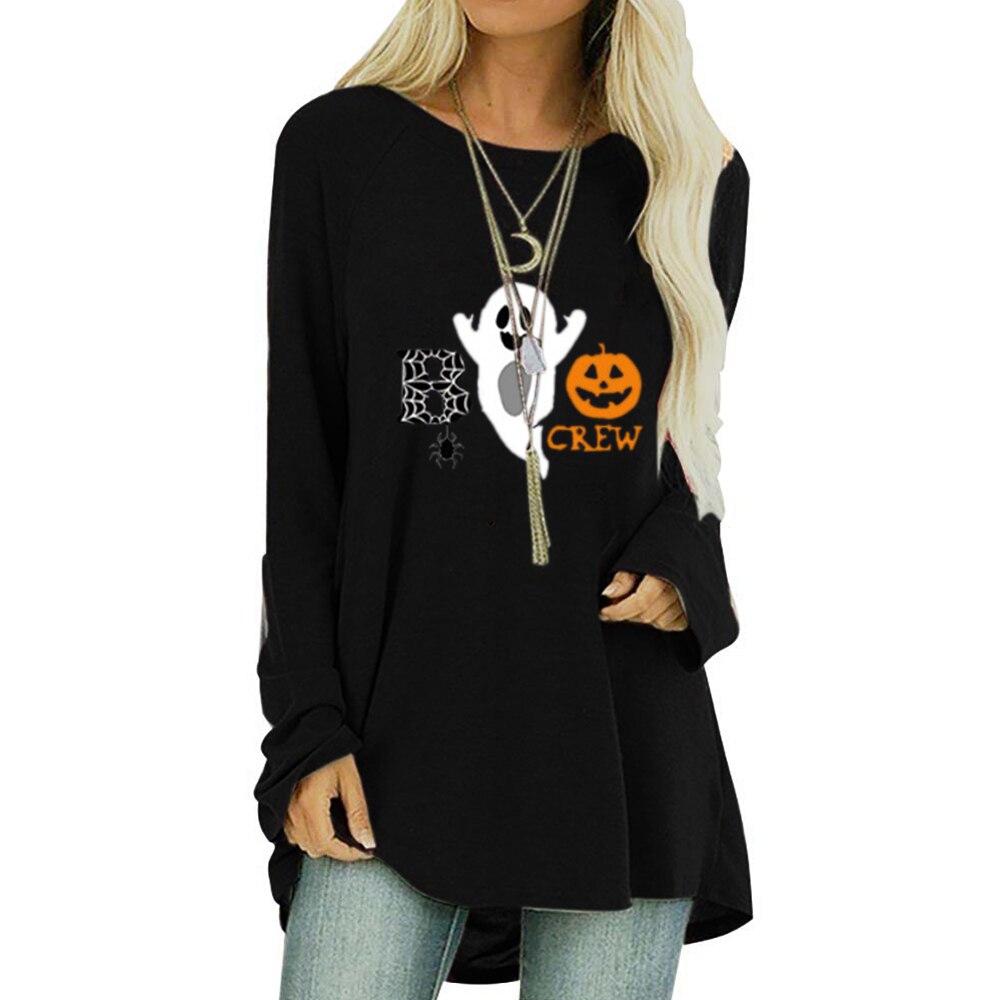 Autumn Women t shirt Loose Hallowen Clothes Casual Long Sleeve Top Printed Pullovers Women Clothing Female T-Shirt