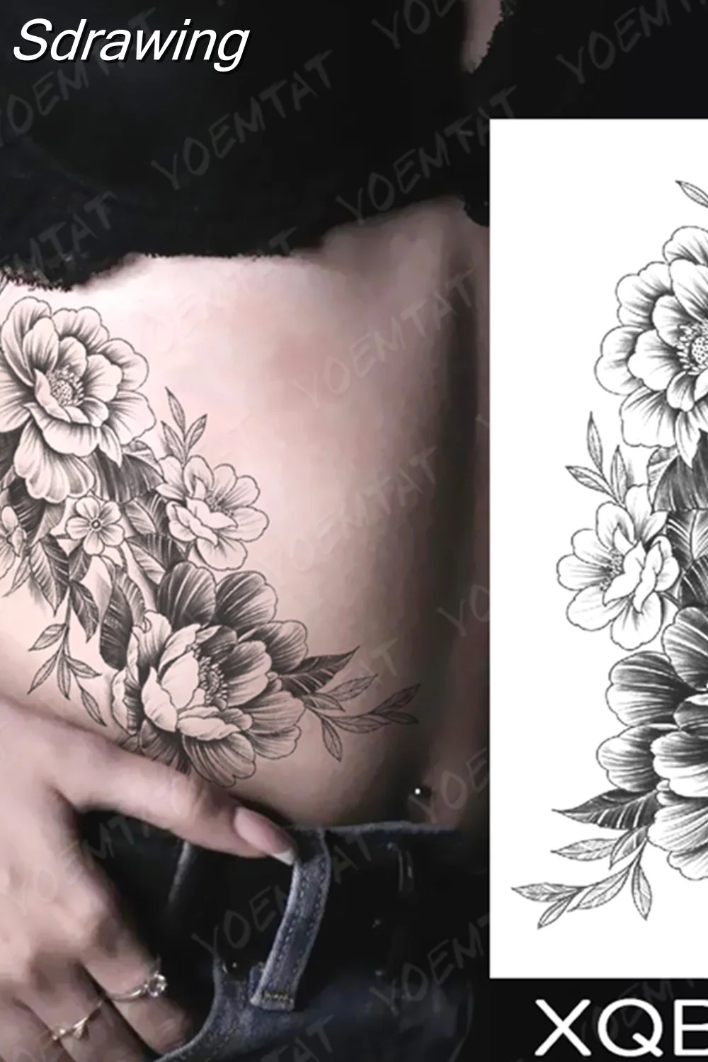 Sdrawing Temporary Tattoo Sticker Butterfly Flower Totem Flash Tatto Y2k Style Body Art Arm Leg Waist Fake Tatoo Men Women