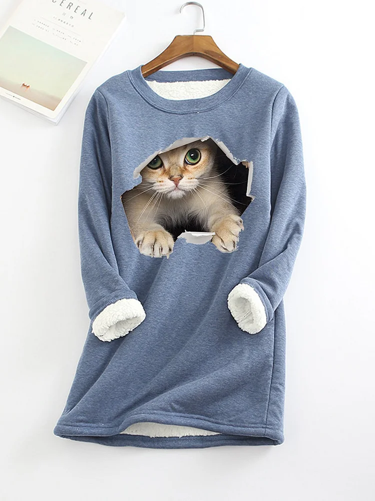 Women's Cat  Print  Casual Sweater Dress