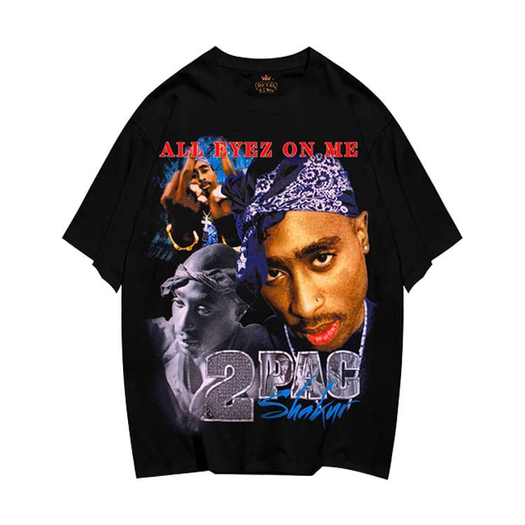 2PAC T-shirts Printed Round Neck Short Sleeve Casual Pullover Tops