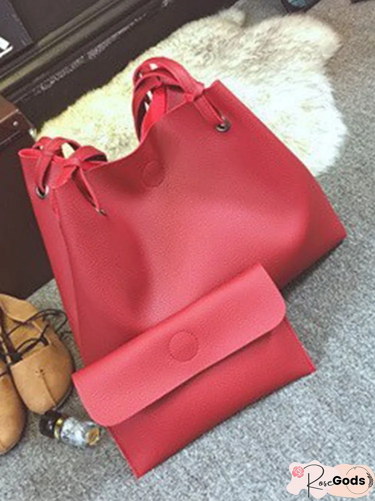 Simple Plain Shopping Bag Handbag Two Pieces