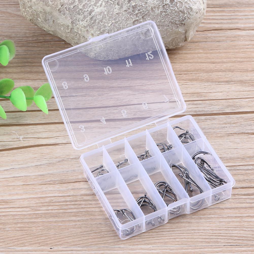 

50pcs/set No.3-12 10 Types Black Nickel Fishing Hooks Fishing Accessories, 501 Original
