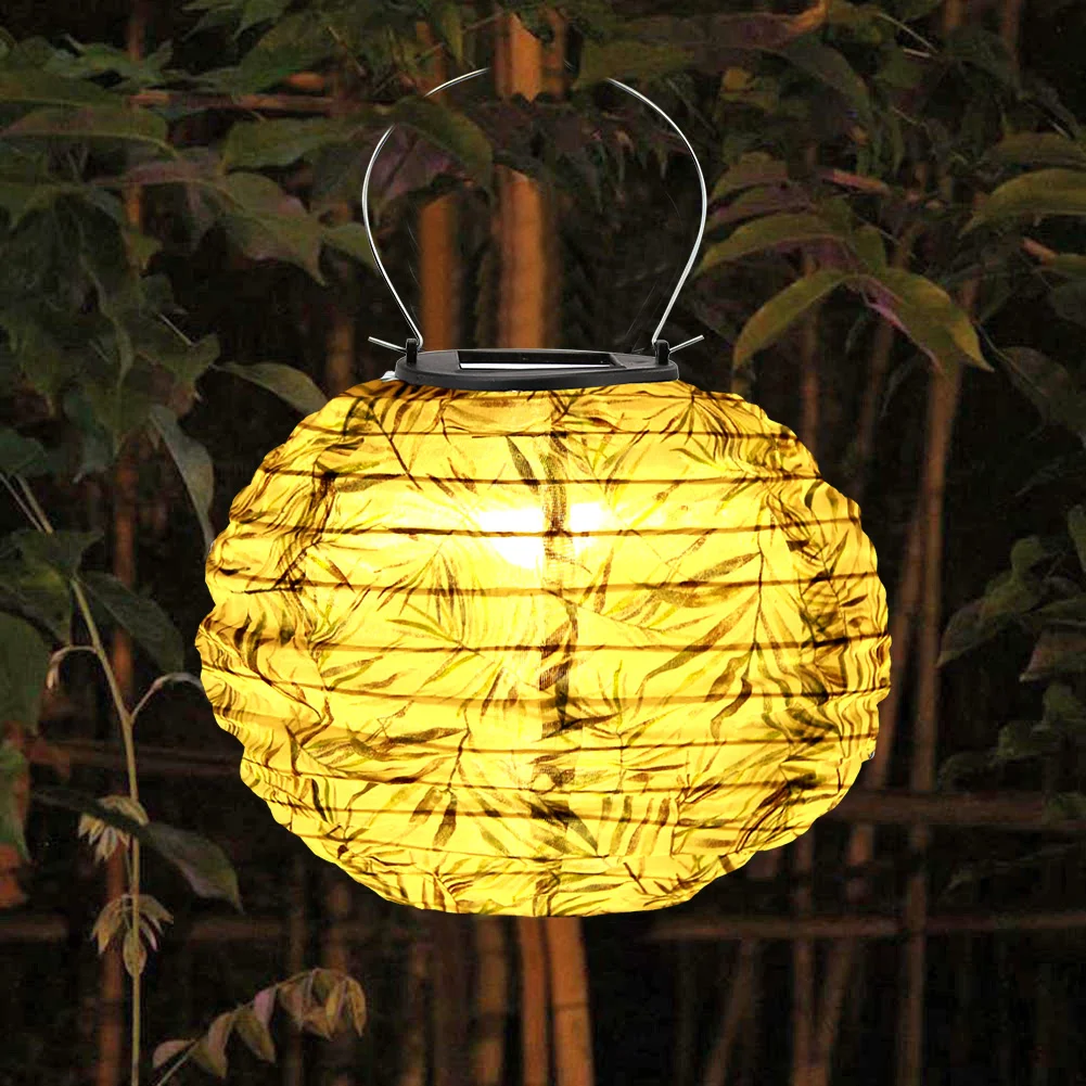20cm Solar LED Chinese Lantern Light Waterproof Print Hanging Lamp (A)