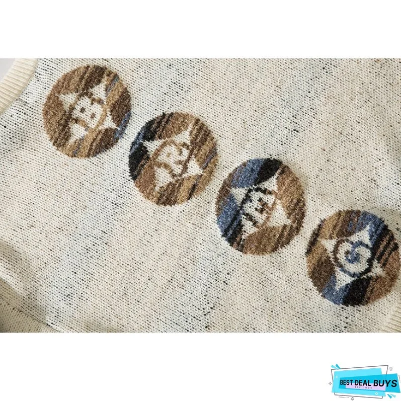 Color-block Dragon Pattern Jacquard Pullover