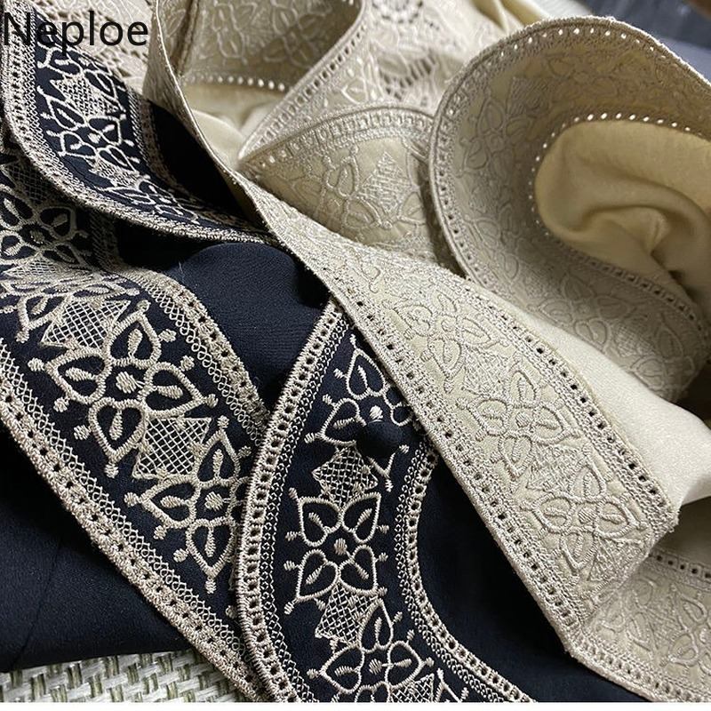 Toloer Blouses Womens Clothes Tops Vintage Blusas De Mujer Stand Collar Embroidery Blouse Korean Fashion Long Sleeve Shirt