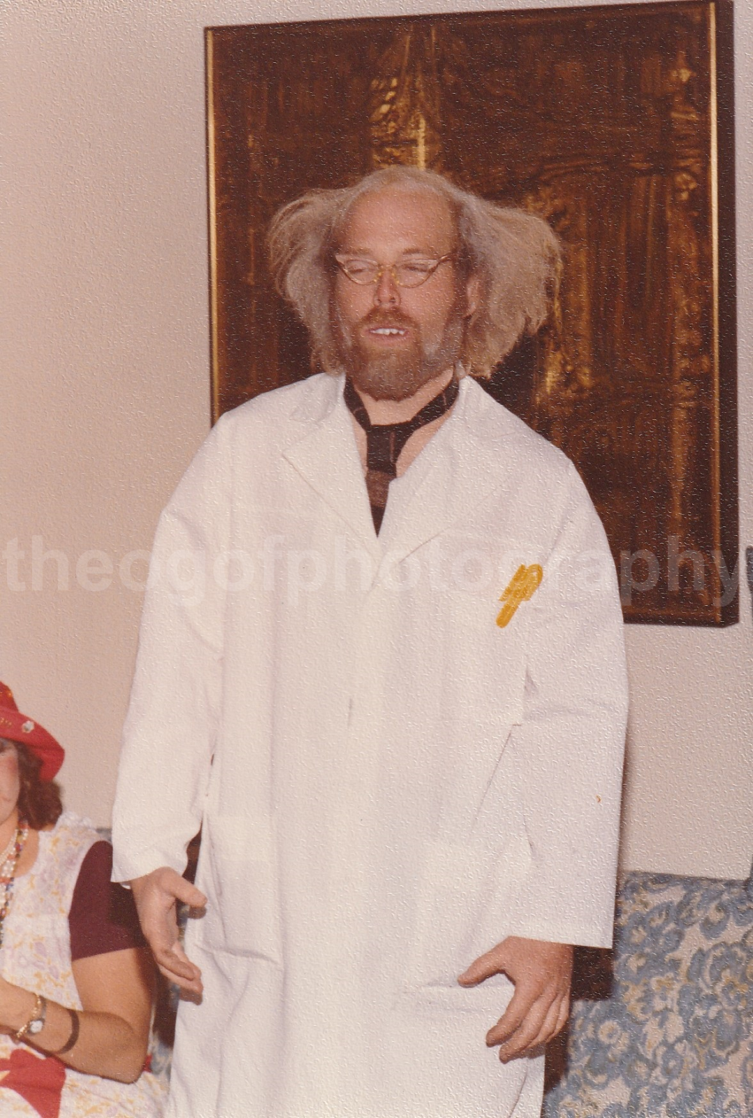 Mad Scientist FOUND Photo Poster painting ColorOriginal Snapshot VINTAGE 22 35