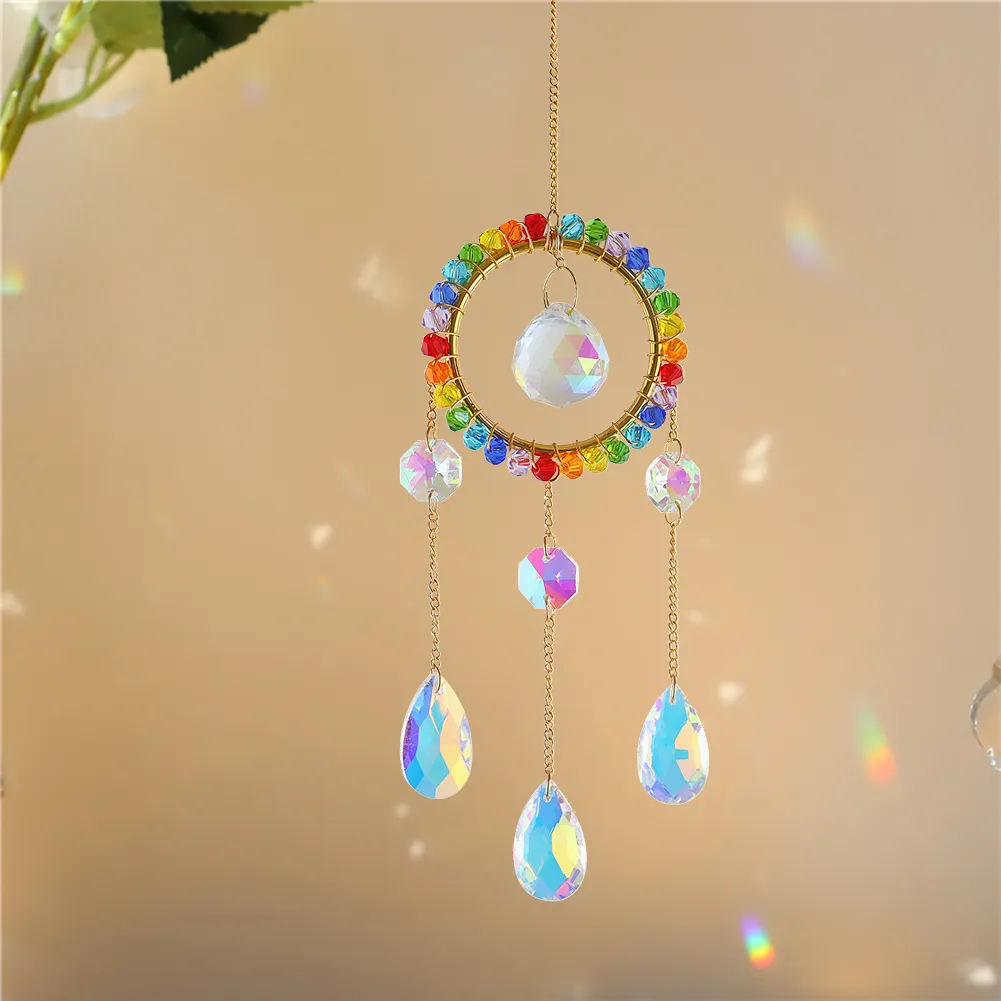 Colorful Beads Crystal Light Catching Jewelry for Living Window Room (Round)