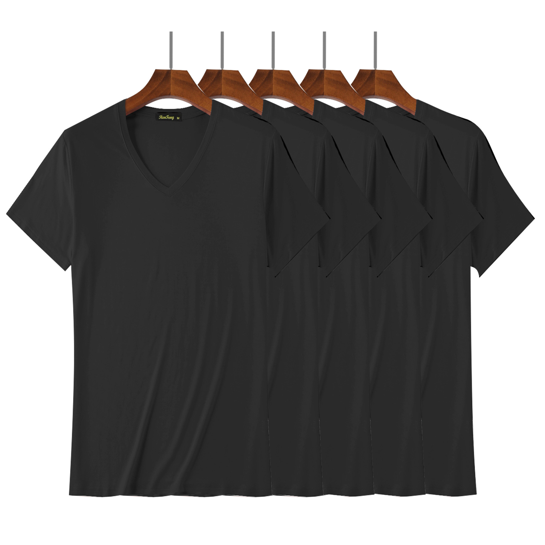 Pemral 5 Packs Soft Bamboo Viscose V Neck T-shirts Man Fitness Gym Summer Short Sleeve Tees Men Clothing Comforttable White Undershirt