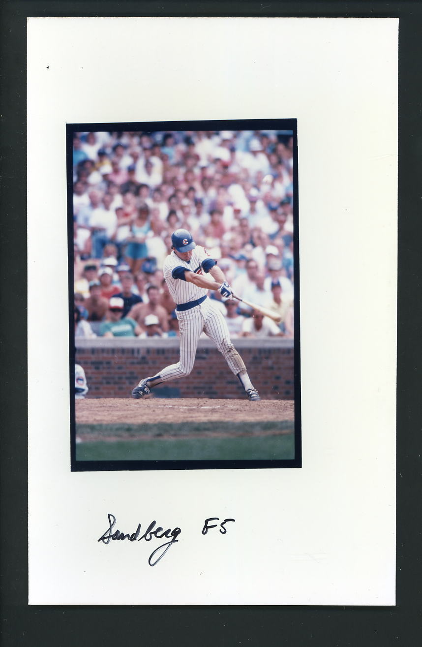 Ryne Sandberg Press Original COLOR Photo Poster painting 5 x 8 Chicago Cubs action swinging