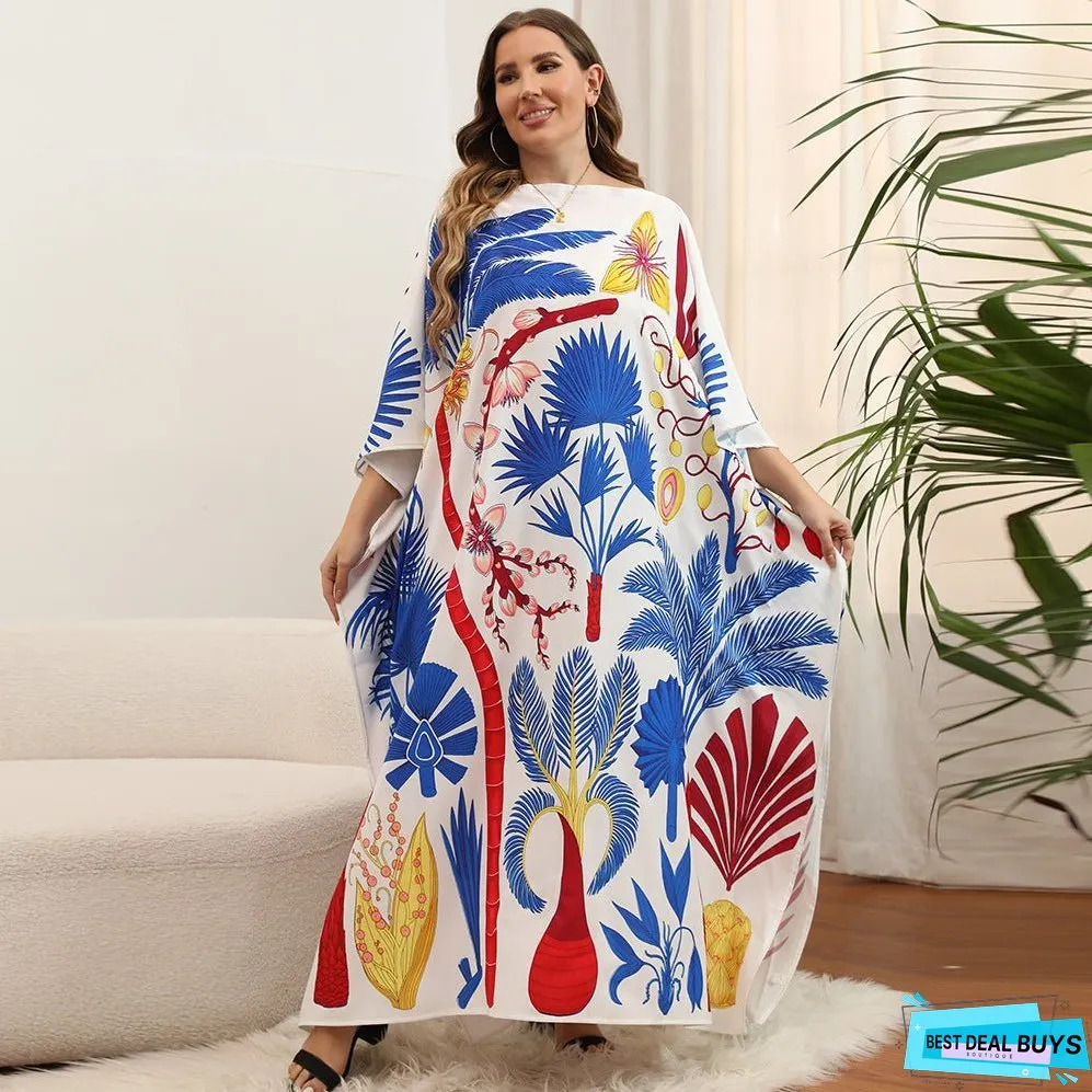 Beach blouse oversized loose fit bat sleeve resort dress