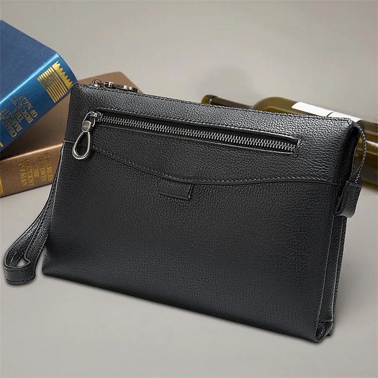 Business Soft Plain Durable Zipper Clutch Bags For Men