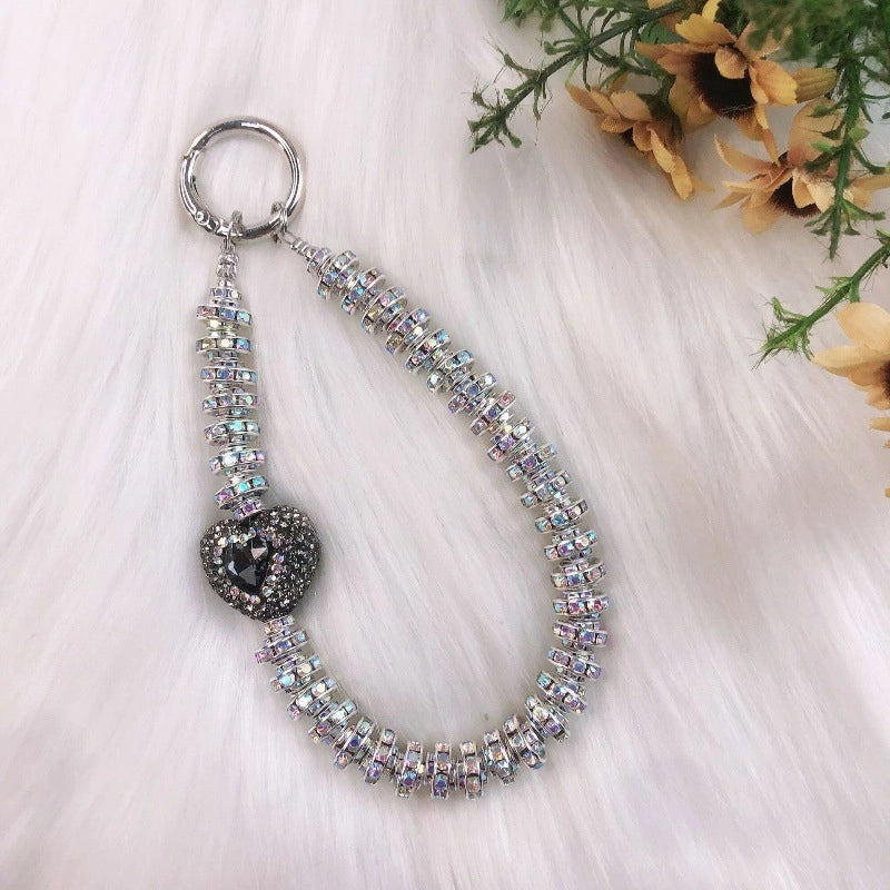 IG Style Shiny Ball Beaded Beaded Inlay Rhinestones Bag Pendant Keychain