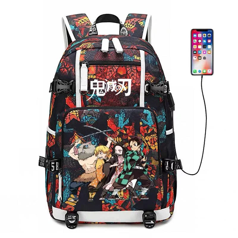 Buzzdaisy Demon Slayer Kimetsu no Yaiba #1 USB Charging Backpack School NoteBook Laptop Travel Bags