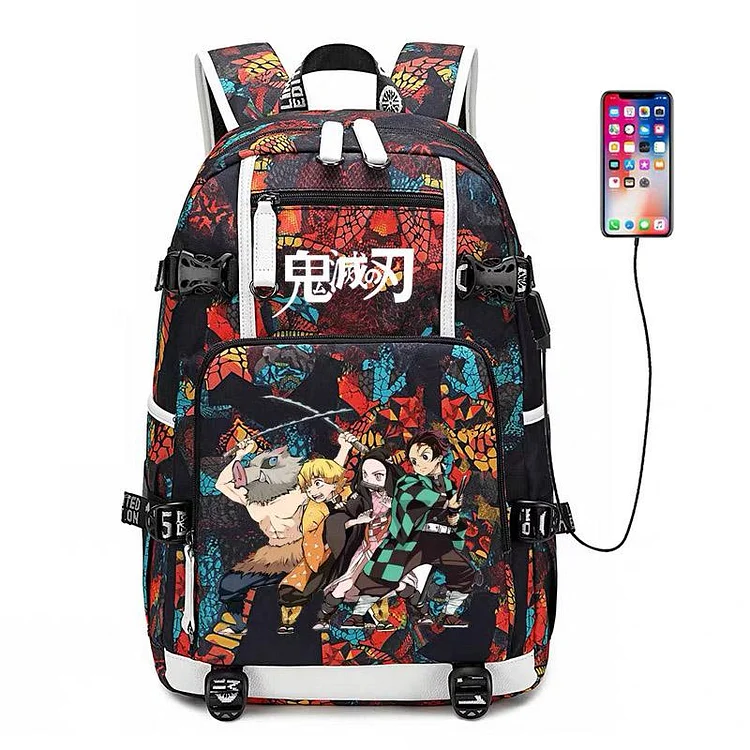 Mayoulove Demon Slayer Kimetsu no Yaiba #1 USB Charging Backpack School NoteBook Laptop Travel Bags-Mayoulove