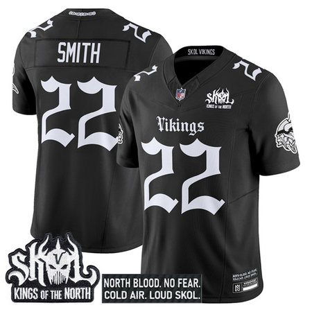 Men's Minnesota Vikings #22 Harrison Smith Black 2025 F.U.S.E. Kings of the North Patch "Gothic Norseblood Edition" Vapor Untouchable Limited Stitched Football Jersey