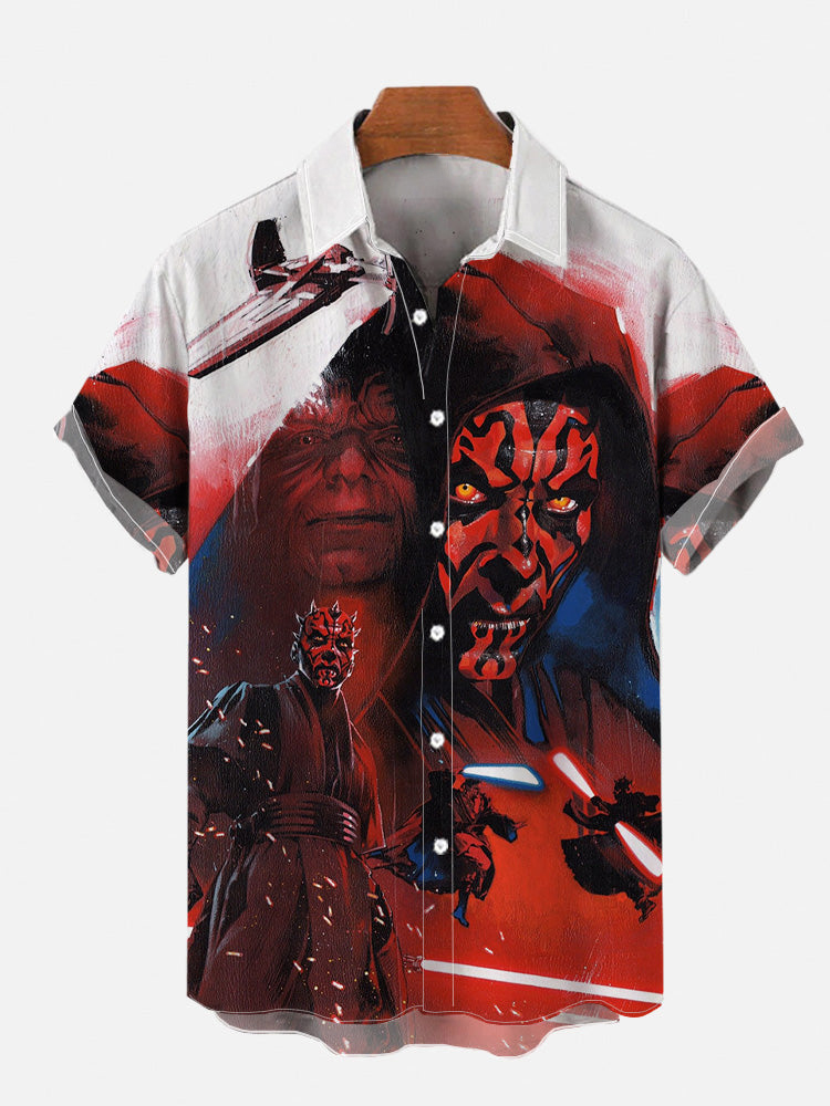 Ukiyo-e samurai artwork spaceship and samurai print short sleeve shirt PLUSCLOTHESMAN