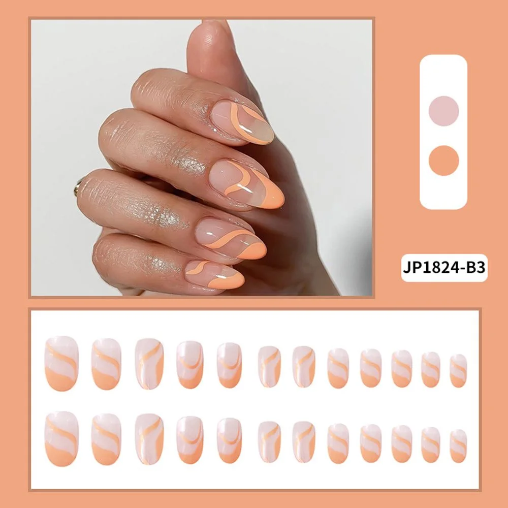 24pc Detachable Green Almond False Nails acrylic tips Wearable Fake Nails Full Cover Nail Tips Press On Nails ballerina nail tip