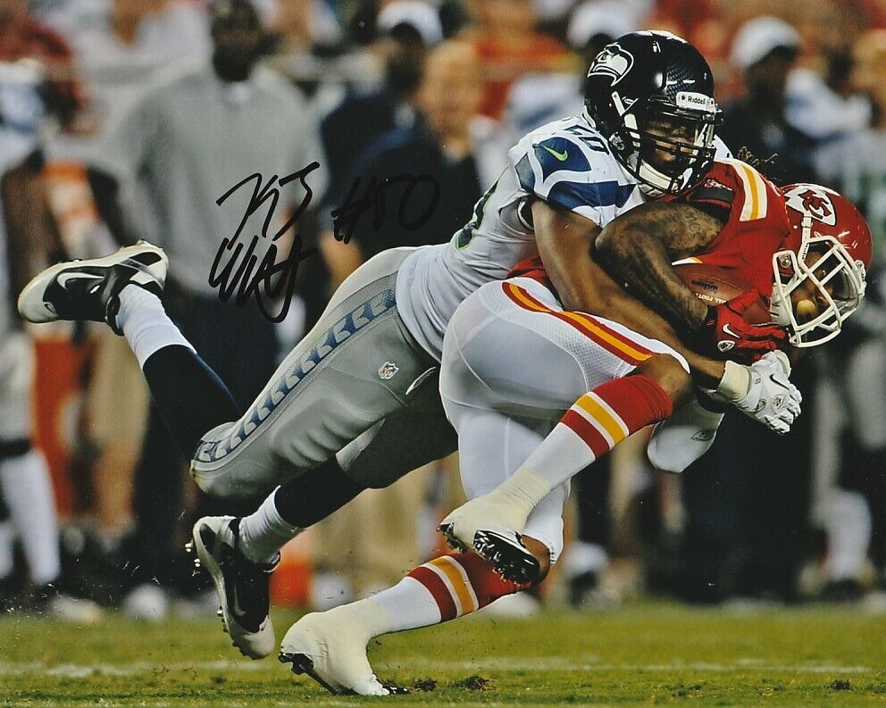 KJ WRIGHT SIGNED SEATTLE SEAHAWKS FOOTBALL 8x10 Photo Poster painting #1 NFL AUTOGRAPH