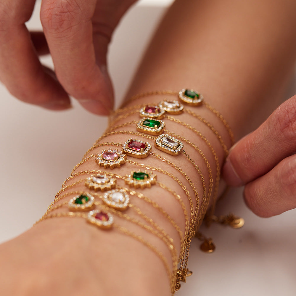 Women IG Style Circle Heart Six-Pointed Star Heart Geometric Stainless Steel Electroplating Bracelets