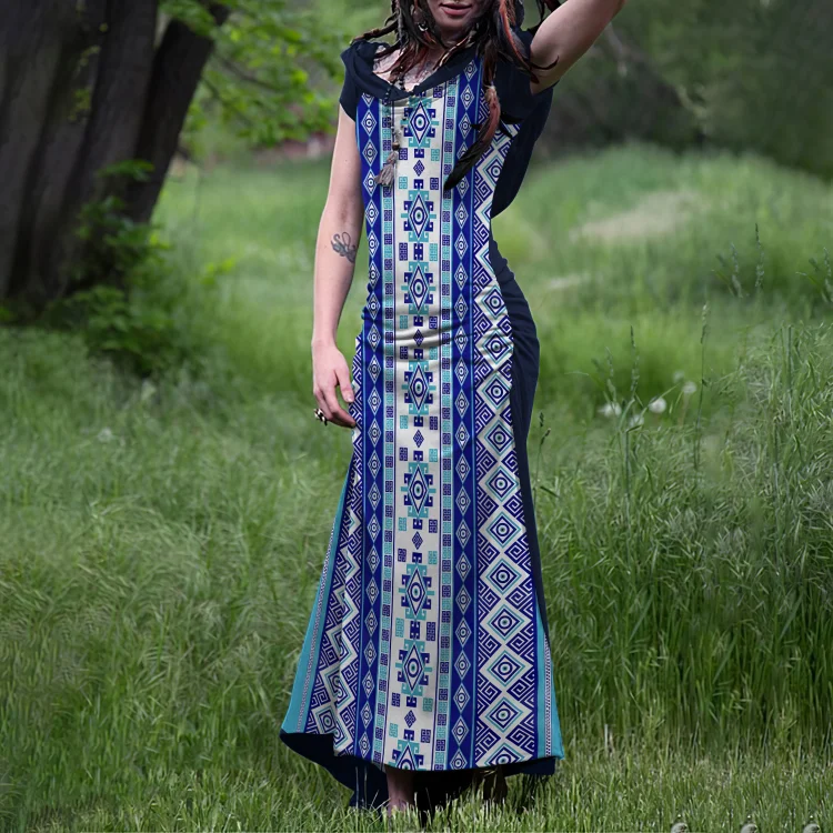Vintage Southwest Geometric Women'S Long Dress