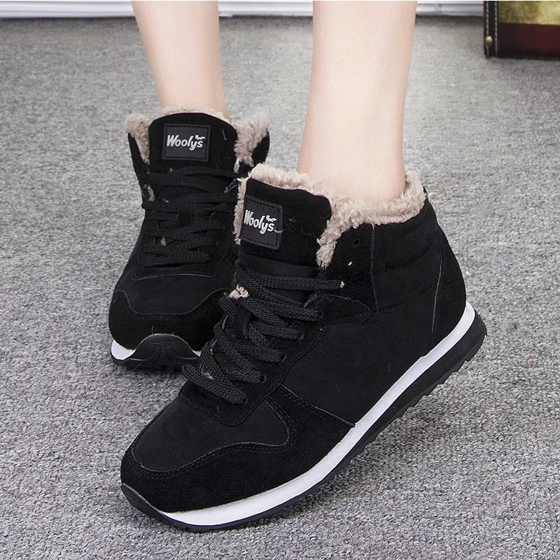 Men Winter Shoes Plus Size 46 Men Boots With Fur Black Winter Sneakers Male Casual Shoes Footwear Men Booties Snow Botas Hombre
