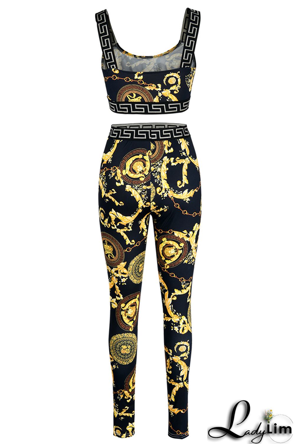 Red Fashion Casual Print Patchwork Backless O Neck Sleeveless Two Pieces