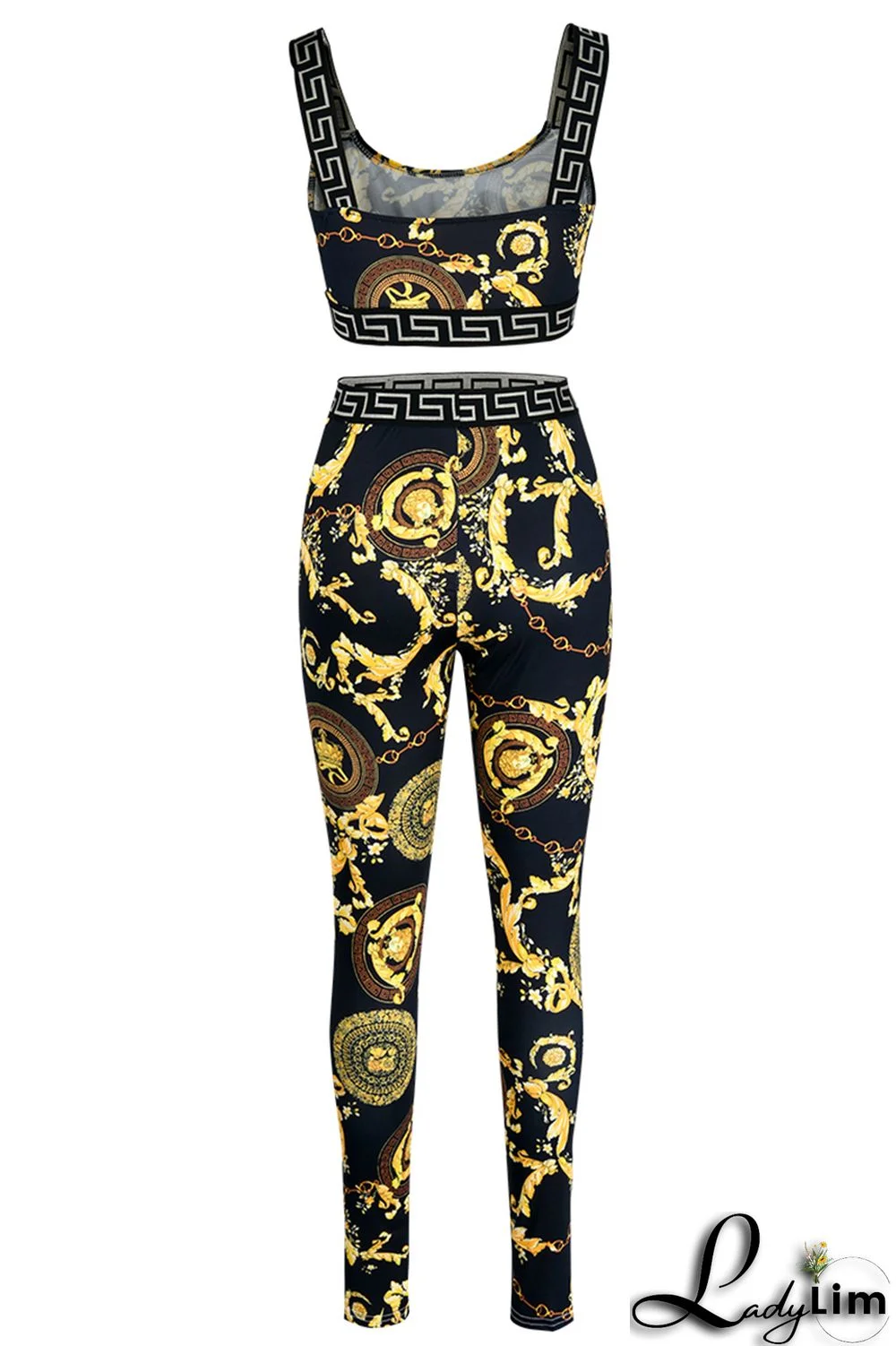 Red Fashion Casual Print Patchwork Backless O Neck Sleeveless Two Pieces