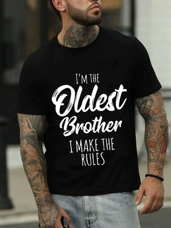 I'm The Oldest Brother Print Men Slogan T-Shirt