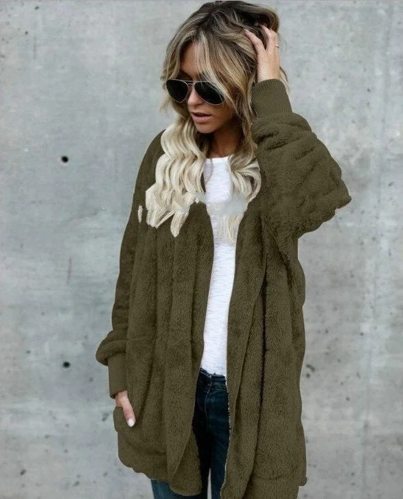 2021 plush warm top mid-length double-sided anti-fur coat oversized sweatshirt