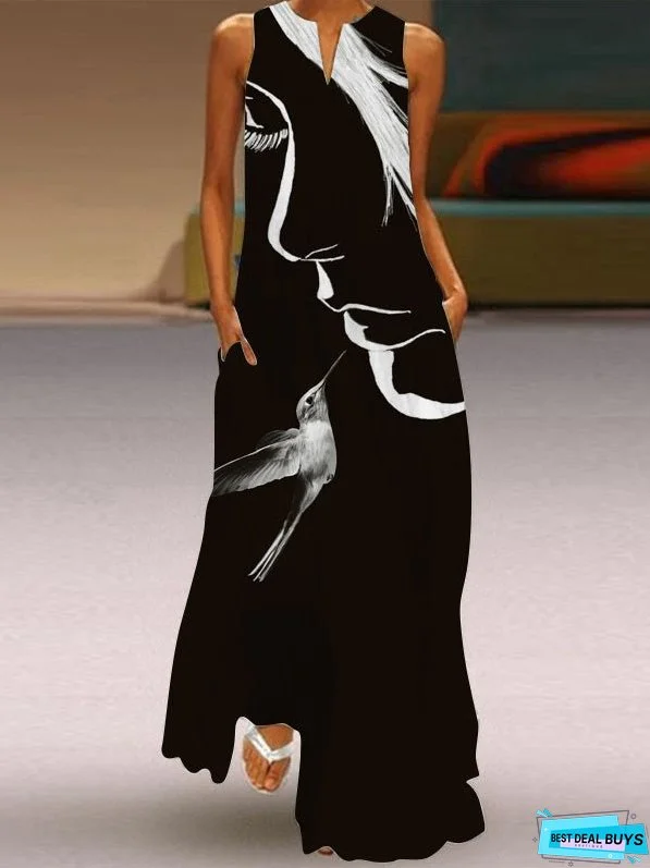 Printed V-Neck Oversized Dress