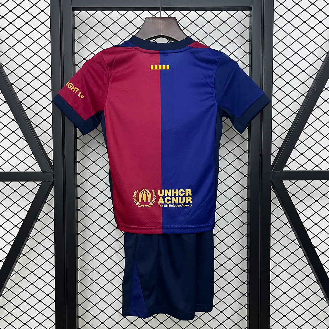 24/25 Barcelona Away New Sponsor Kids Kit Football Jersey Thai Quality
