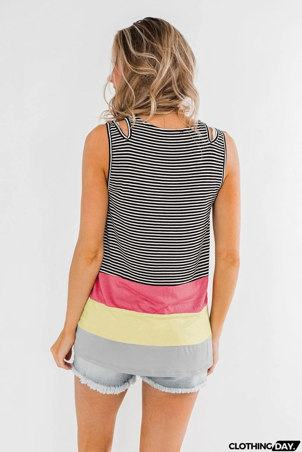 Double Strap Color Block Tank Top