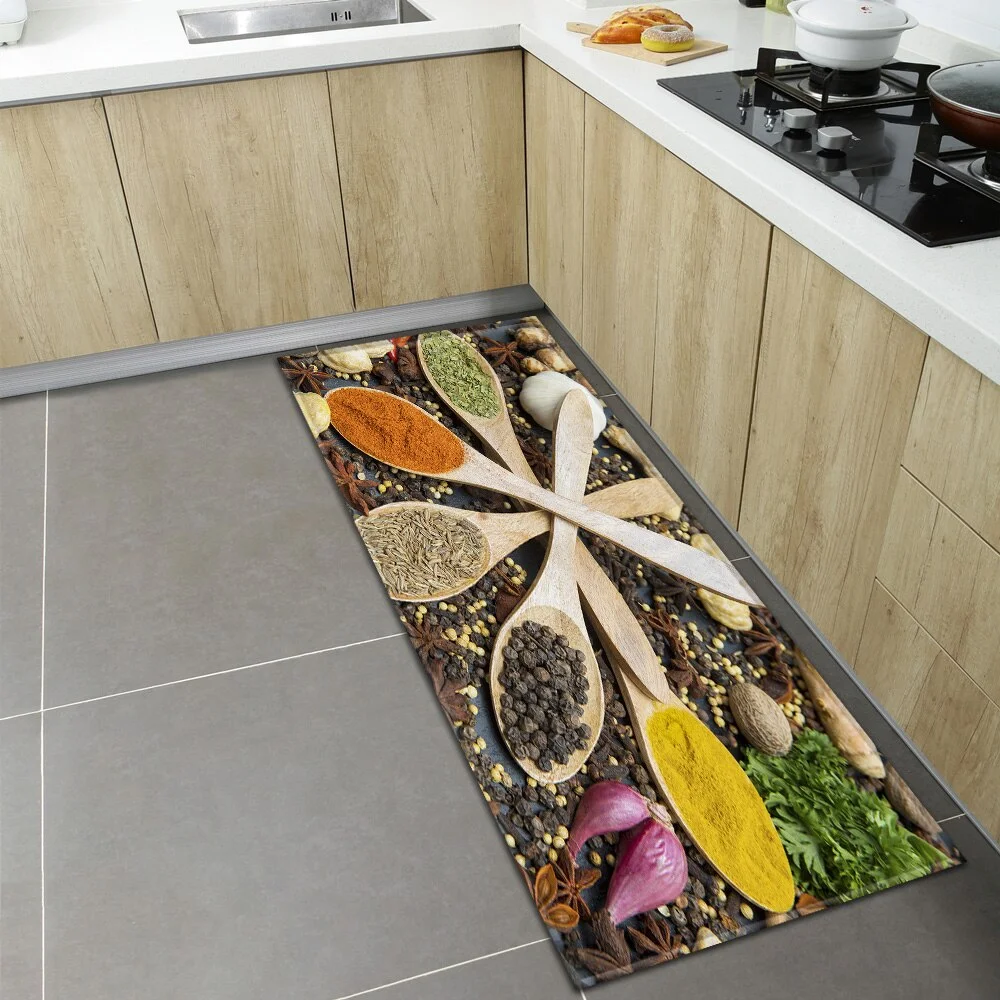 Spices Kitchen Mat Home Entrance Doormat Hallway Balcony Bathroom Anti-Slip Rug Bedroom Living Room Floor Decoration Long Carpet
