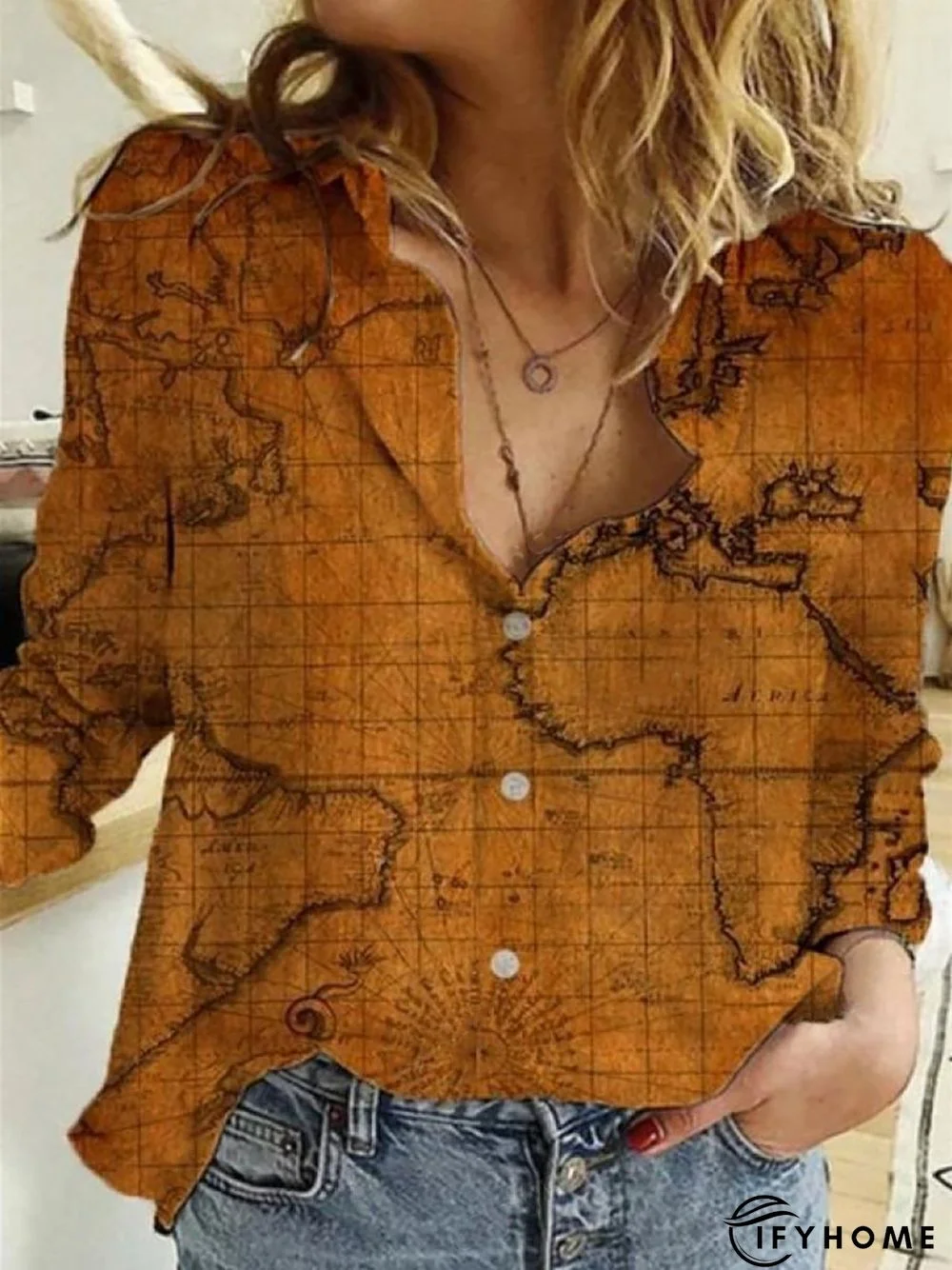 Vintage Map Of The World Painting Print Blouse Top | IFYHOME