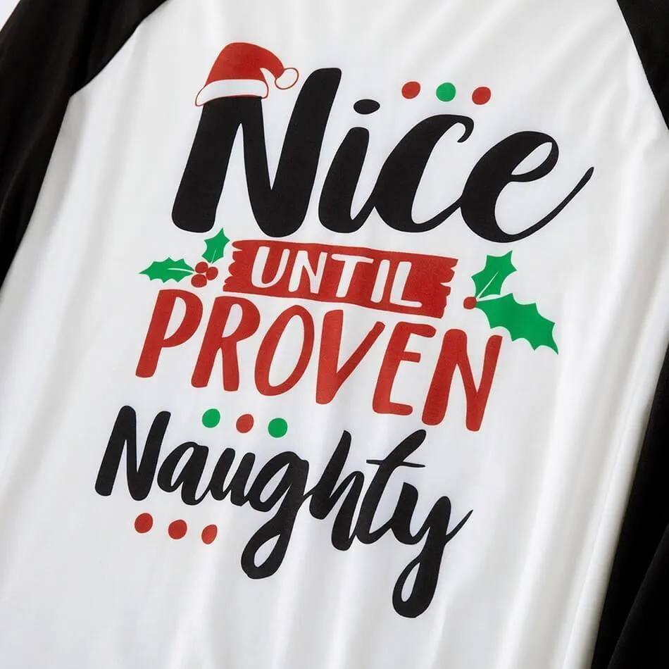 Christmas Letter Contrast top and Buffalo Plaid Pants Family Matching Pajamas Sets