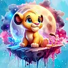 Cartoon Lions Under the Moonlight Full DIY 5D Round Drill Diamond Paintings Picture Arts Craft for Adults/Beginners Gift Idea Home Wall Decor Diamond Crystal Rhinestones Painting Kits 11.7x11.7In