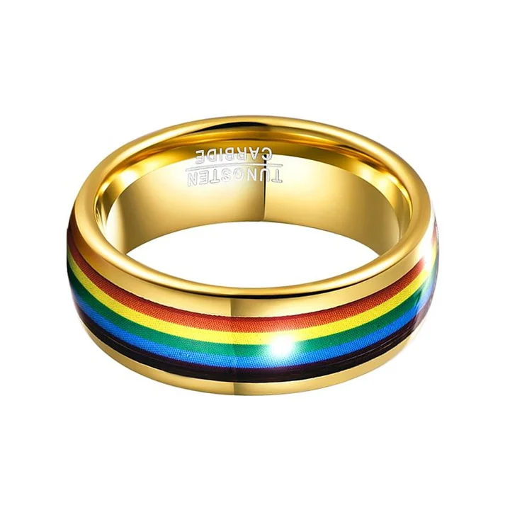8mm Gold Domed Colored Tungsten Carbide Men's Wedding Bands
