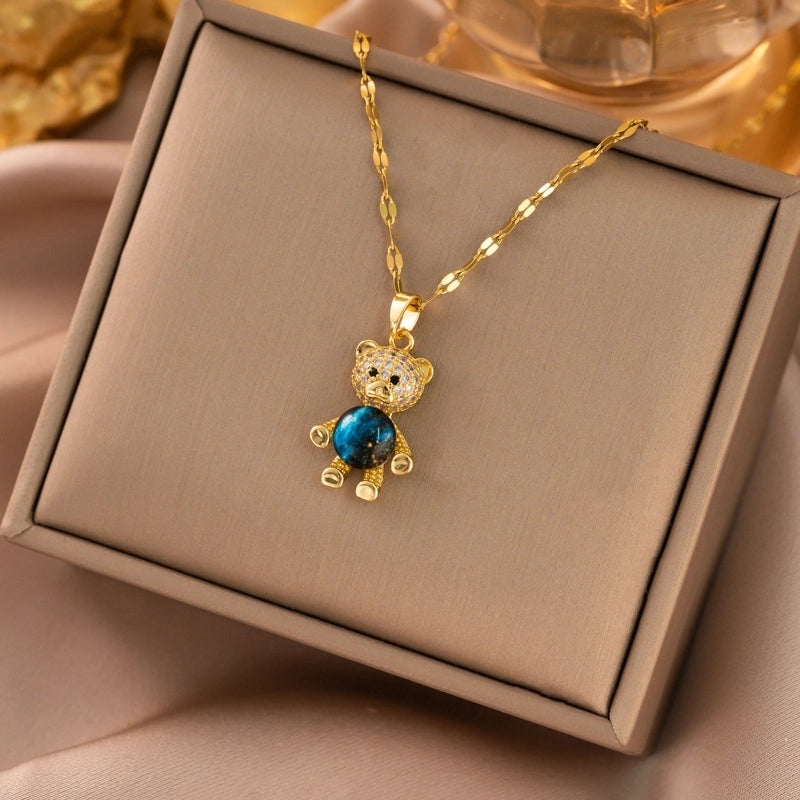 Elegant Animal Star Heart Shape Titanium Steel Rhinestones Plating Inlay Pendant Necklace