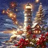 Christmas Lighthouse Full DIY 5D Round Drill Gem Art Diamond Painting Kits 40*40cm Diamond Dots Paintings Picture Arts Craft for Adults/Beginners Gift Idea Home Wall Decor