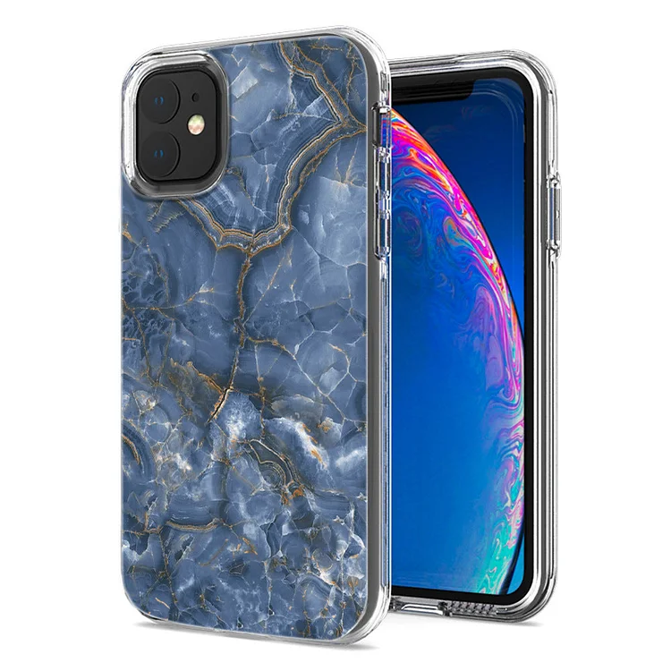 2023 Luxury Electroplated Marble Painted Transparent Protective Case For iPhone