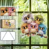 Pendentif acrylique cinq oiseaux aux grands yeux-bricolage