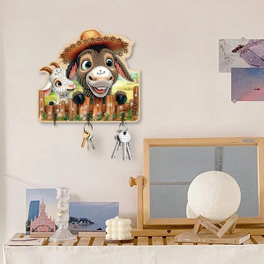 DIY Donkey 3 Hooks Diamond Painting Pet Hook Rail Diamond Art Hanging Hooks