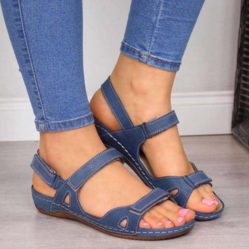 Woman Sandals 2021 New College Style Summer Sandals Low Heels Sandalias Mujer Wedges Shoes Women Casual Leather Chaussure Femme 915