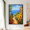Sunflower Seascape-Full Embroidery 2 Strands 14CT Stamped Cross Stitch-40*60CM-Large Size