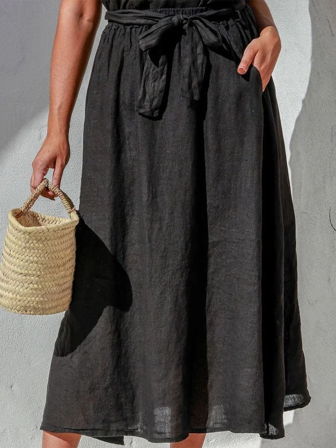 Women's cotton and linen casual skirt