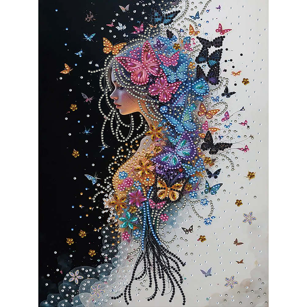 Butterfly Woman 30*40cm(canvas) special shaped drill diamond painting