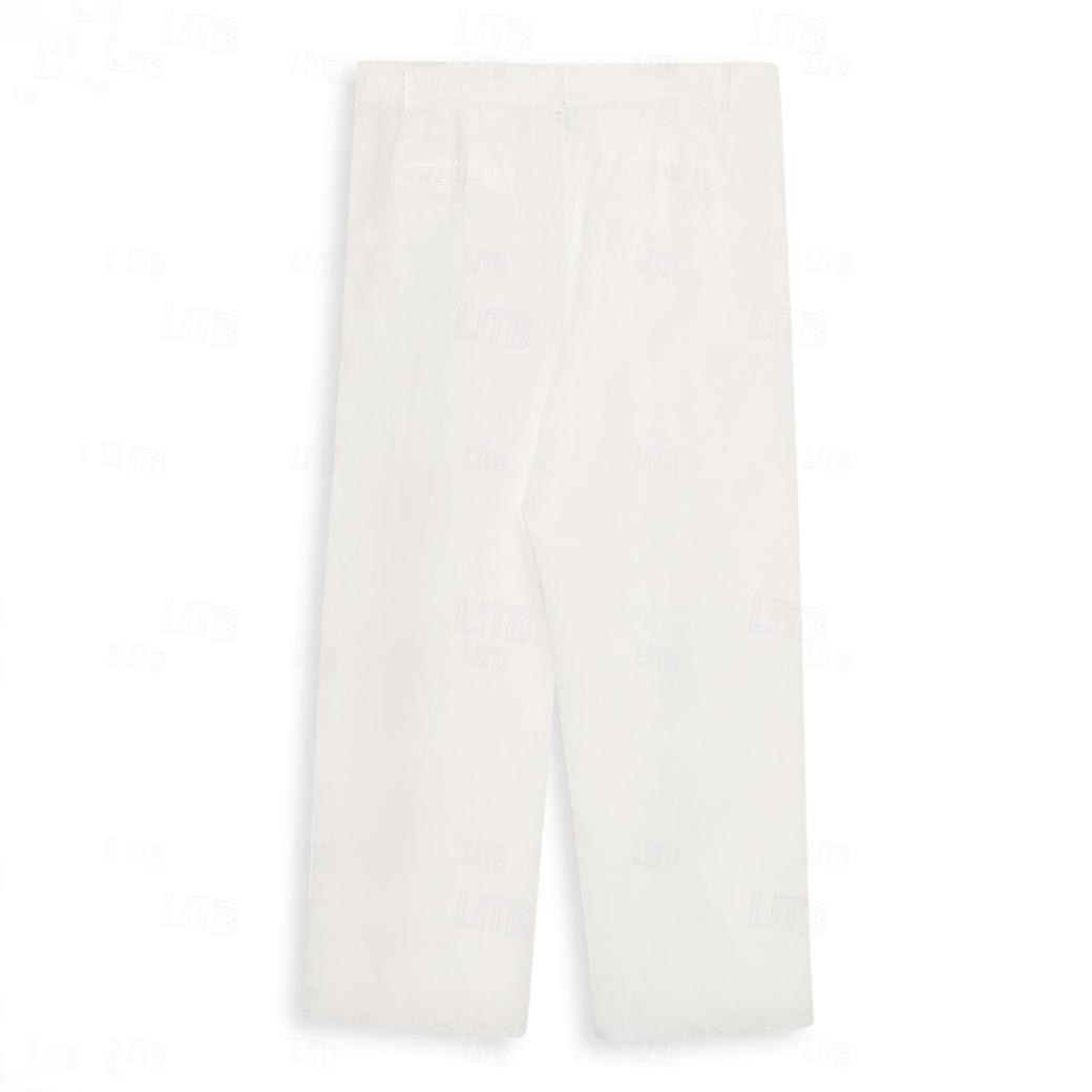 Men's Linen Buttoned Plain Pants