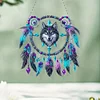 (US Only)2D Flat DIY Diamond Painting Art Pendant Window Hanging Wolf Dream Catcher