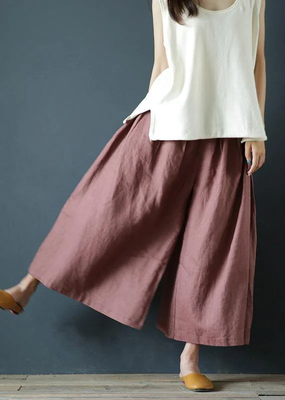 Chunxin original design cotton and linen wide-leg pants