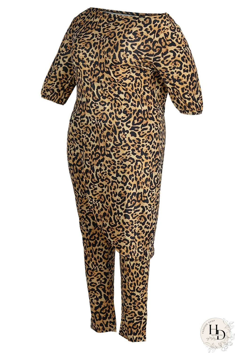 Yellow Casual Print Patchwork Asymmetrical Off the Shoulder Plus Size Two Pieces